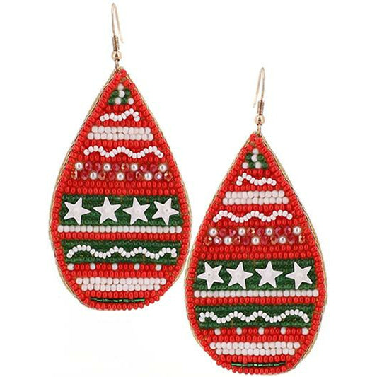 Christmas Tradition Seed Bead Earrings — Red - BFF Here