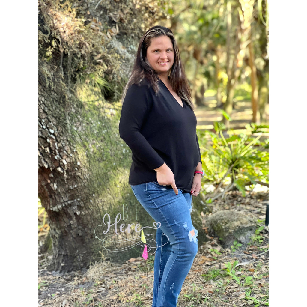 Melanie Dolman Top -- Black - BFF Here