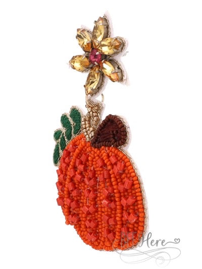 Pumpkin Leaf Seed Bead Earrings - BFF Here