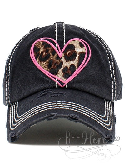 Leopard Heart Hat - Choice Of Color - BFF Here