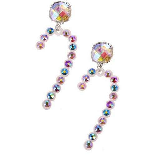 Candy Cane Rhinestone Earrings - BFF Here