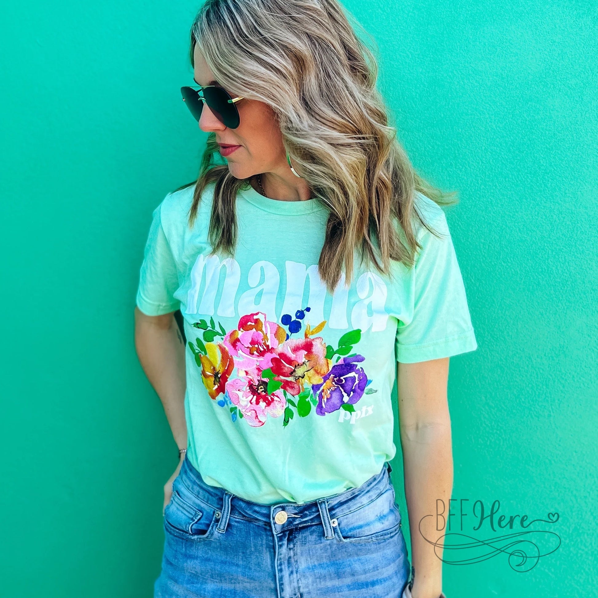 Floral Mama Watercolor T-Shirt - BFF Here