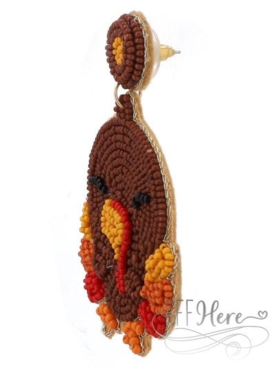 Cute Turkey Seed Bead Earrings - BFF Here
