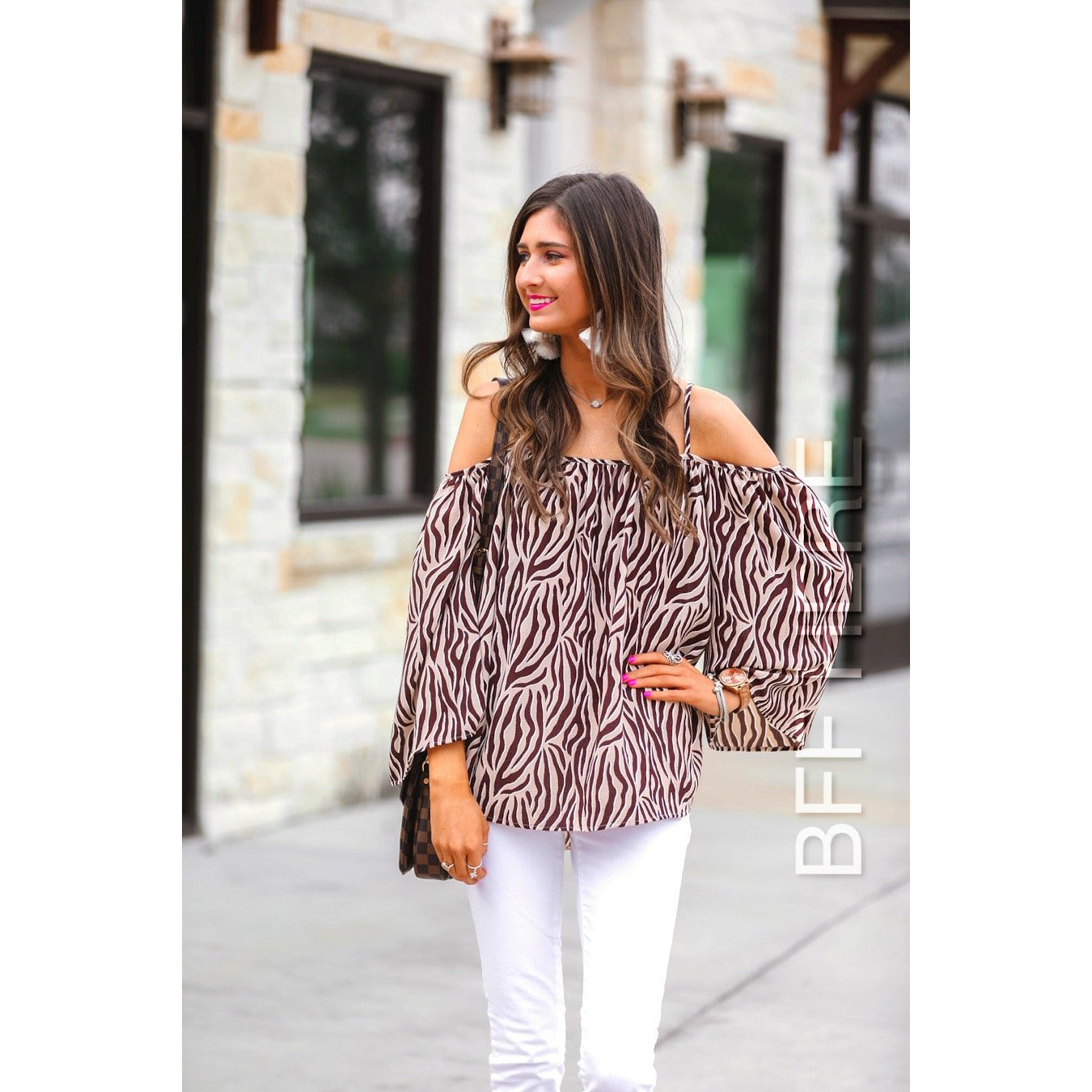 Zane Zebra Cold Shoulder Top -- Choice of Color - BFF Here