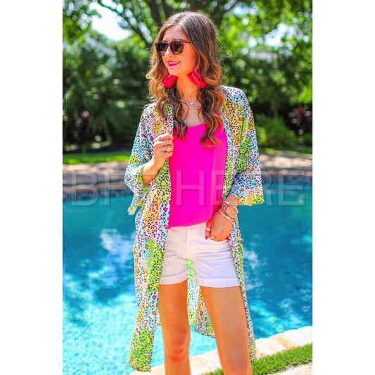 Chandler Colorful Leopard Print Kimono - BFF Here