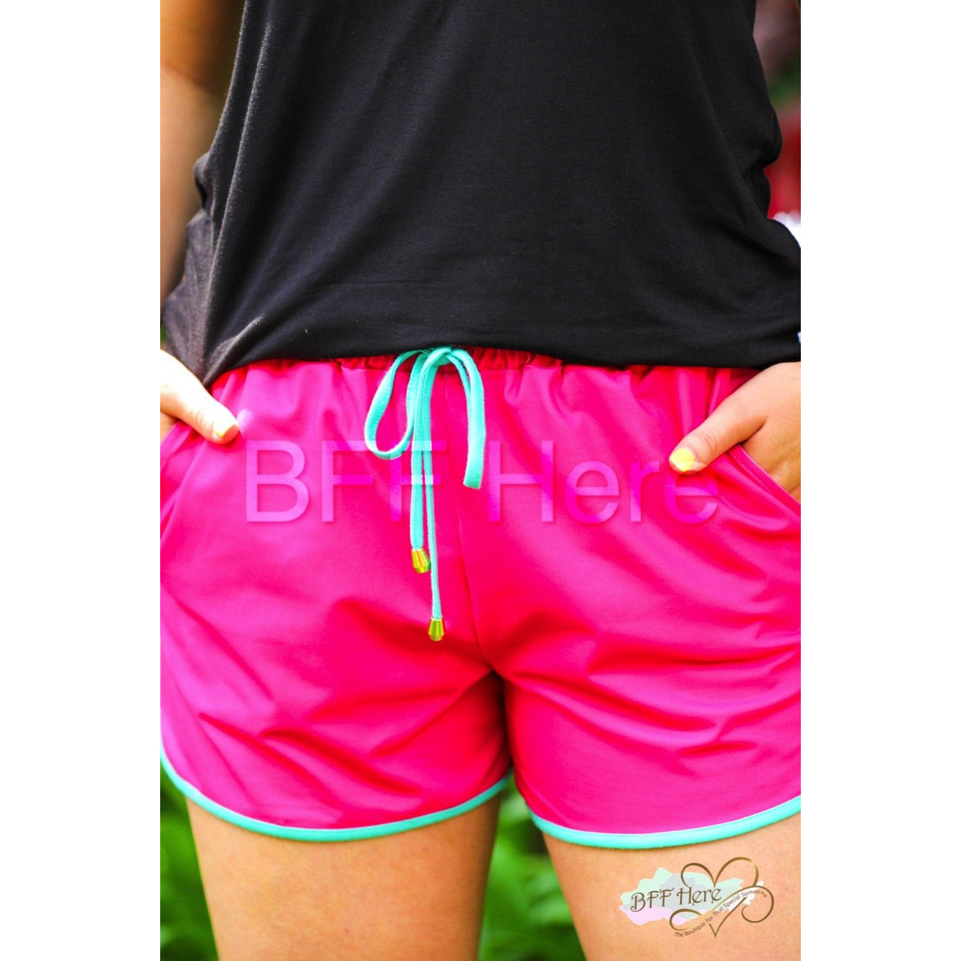 Hannah Hot Pink Drawstring Everyday Shorts - BFF Here