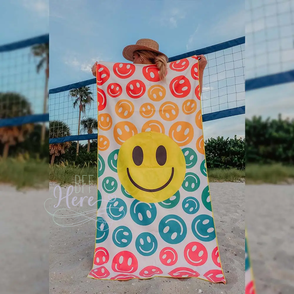 Quick Dry Beach Towel -- Happy Face - BFF Here