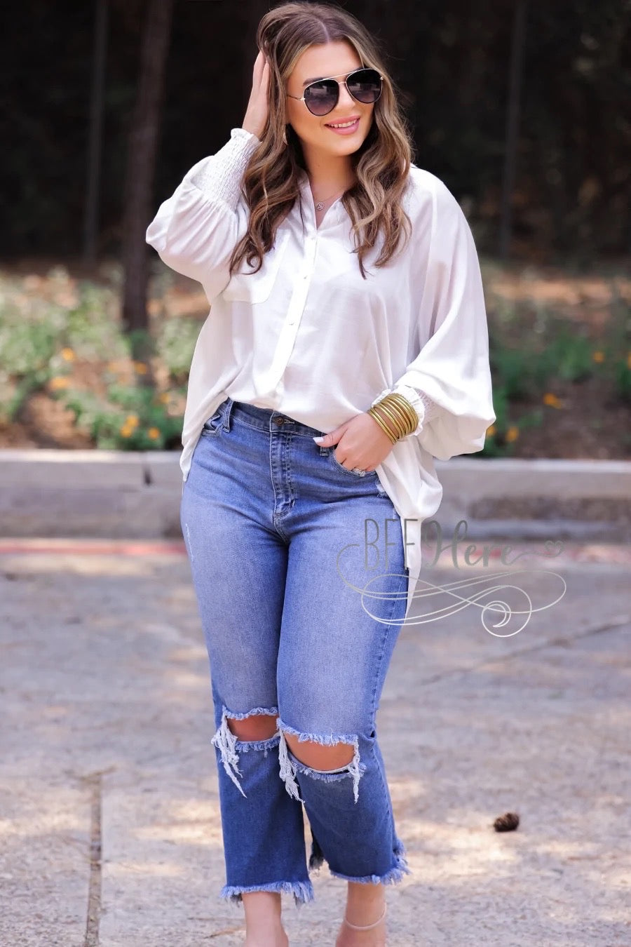 PREORDER-Journey Smocked Top — Ivory - BFF Here