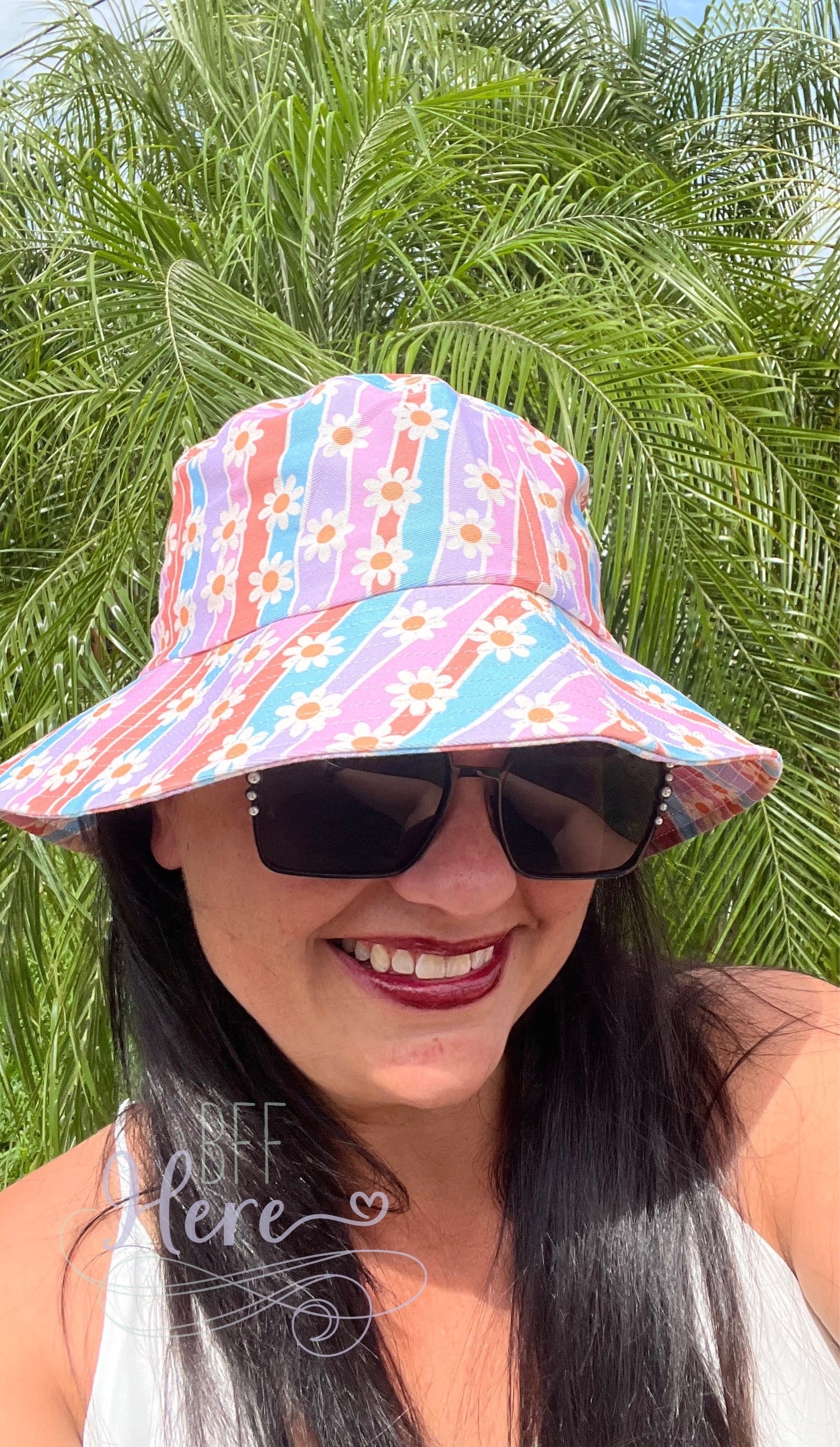 Daisy Stripes Bucket Hat - BFF Here