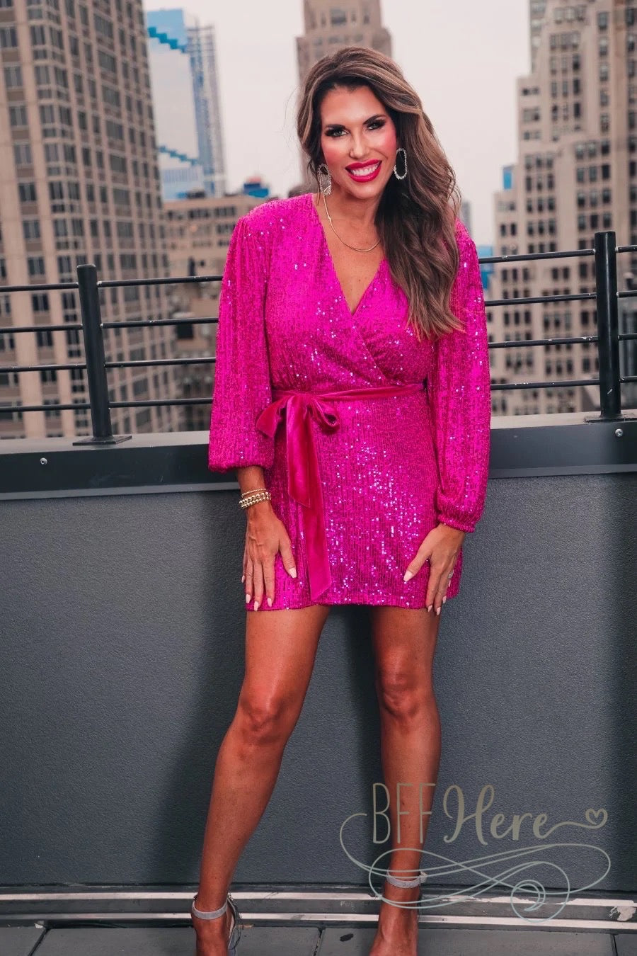 PREORDER-Shades of Shimmer Sequin Dress — Pink - BFF Here