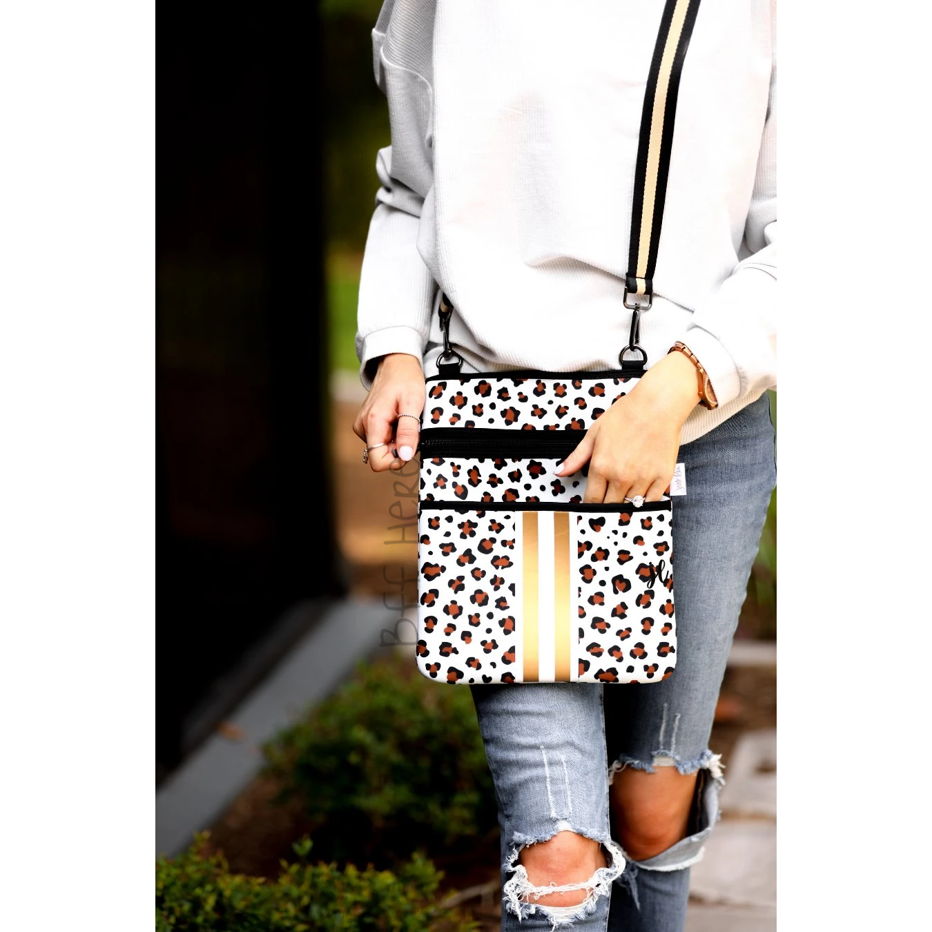 Neoprene Crossbody -- Golden Glam Leopard - BFF Here