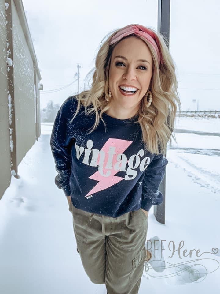 Navy Vintage Sweatshirt - BFF Here