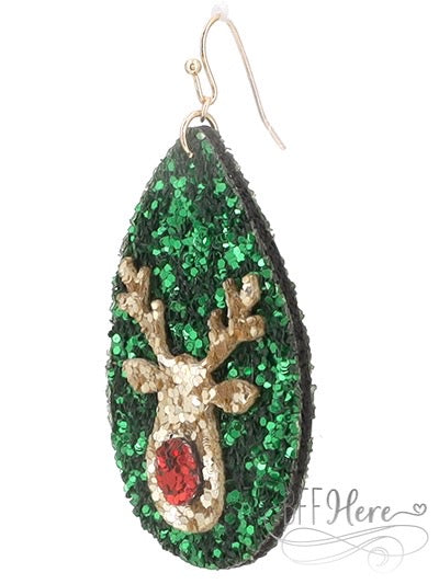 Glitter Rudolph Earrings - BFF Here