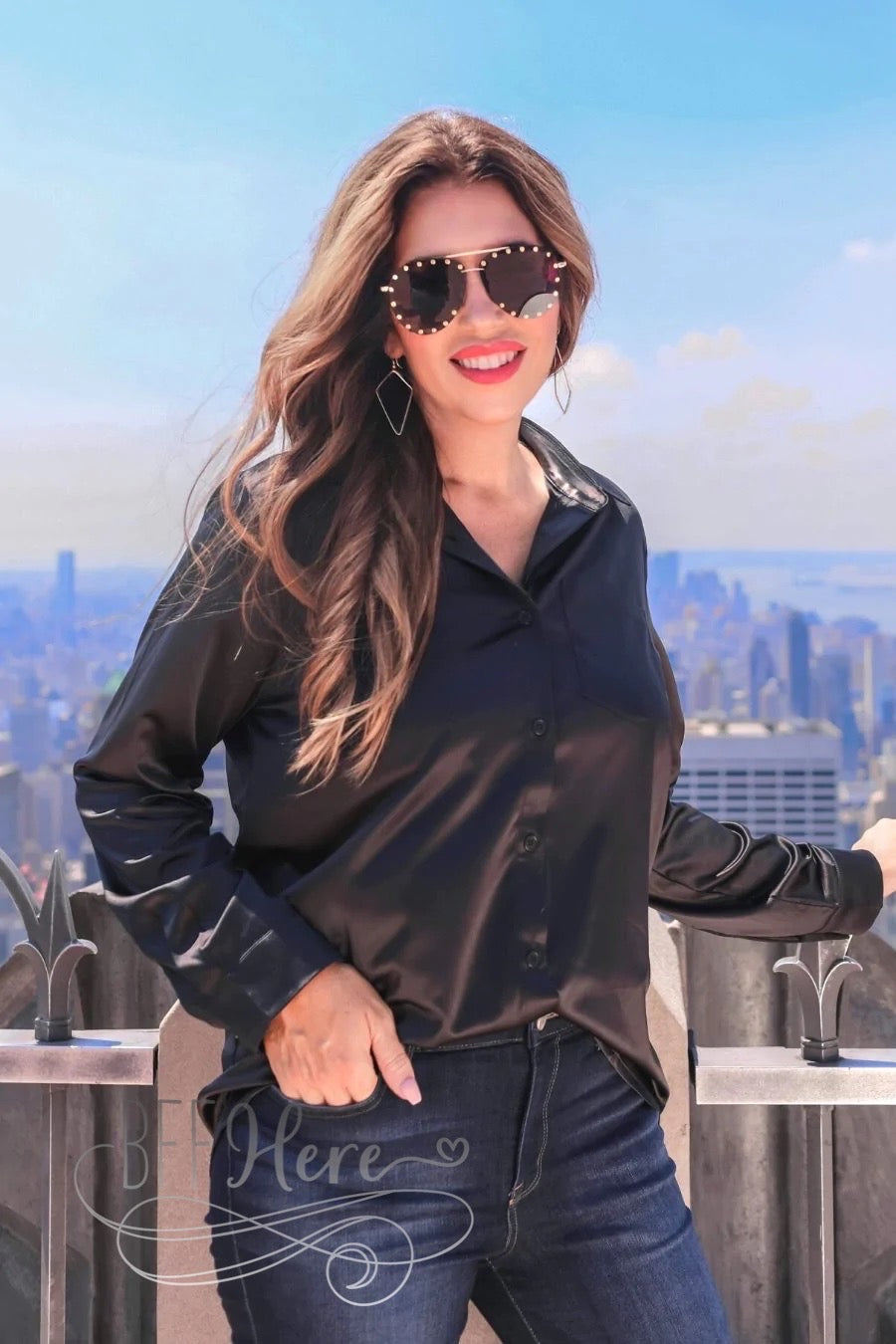 Boss Babe Button Up Top — Black - BFF Here