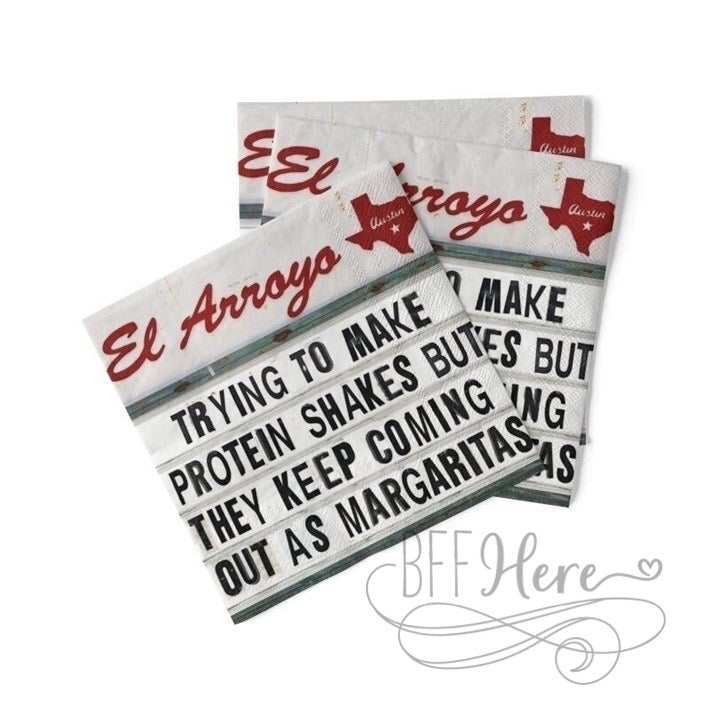 El Arroyo Cocktail Napkins - Protein Shakes - BFF Here