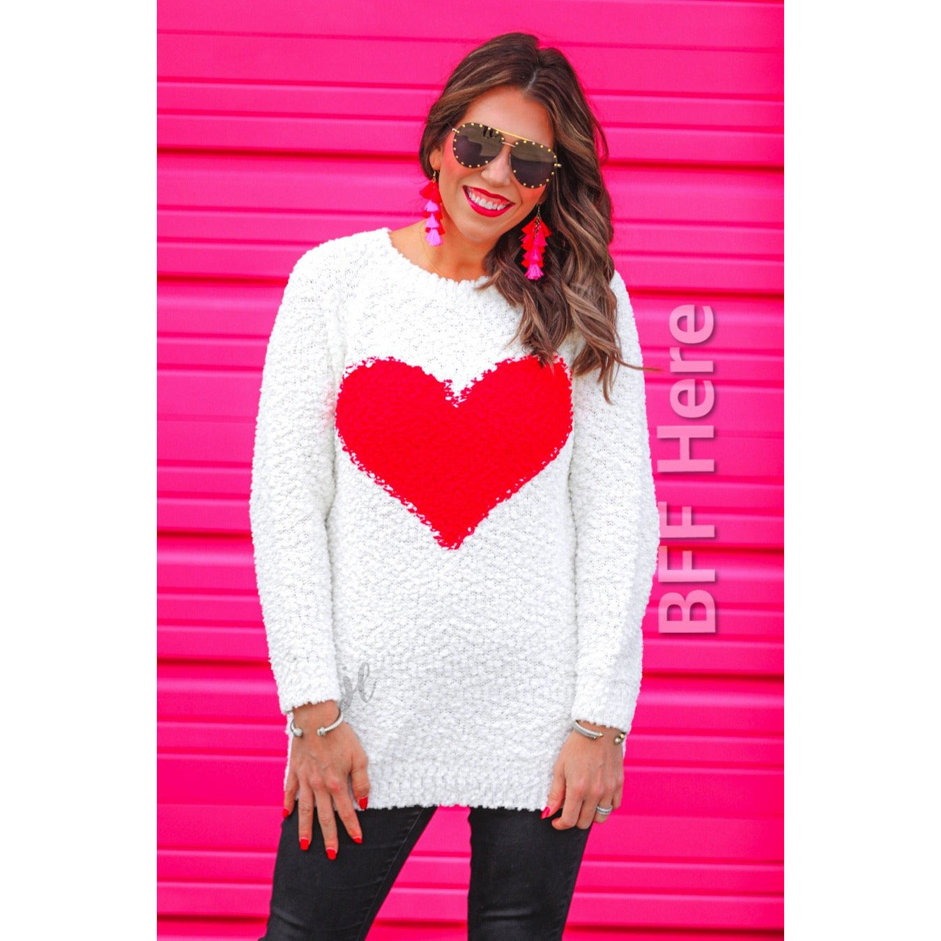 Scarlett Heart Popcorn Sweater - BFF Here