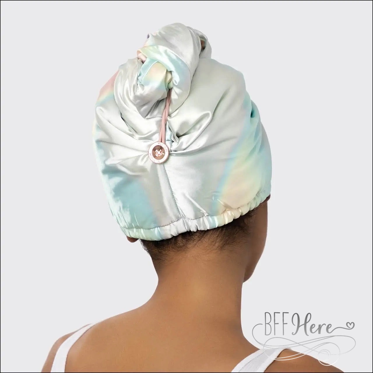 Satin-Wrapped Microfiber Hair Towel by Kitsch - Aura - BFF Here