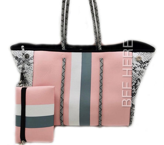 Neoprene Tote -- Blush Snake - BFF Here