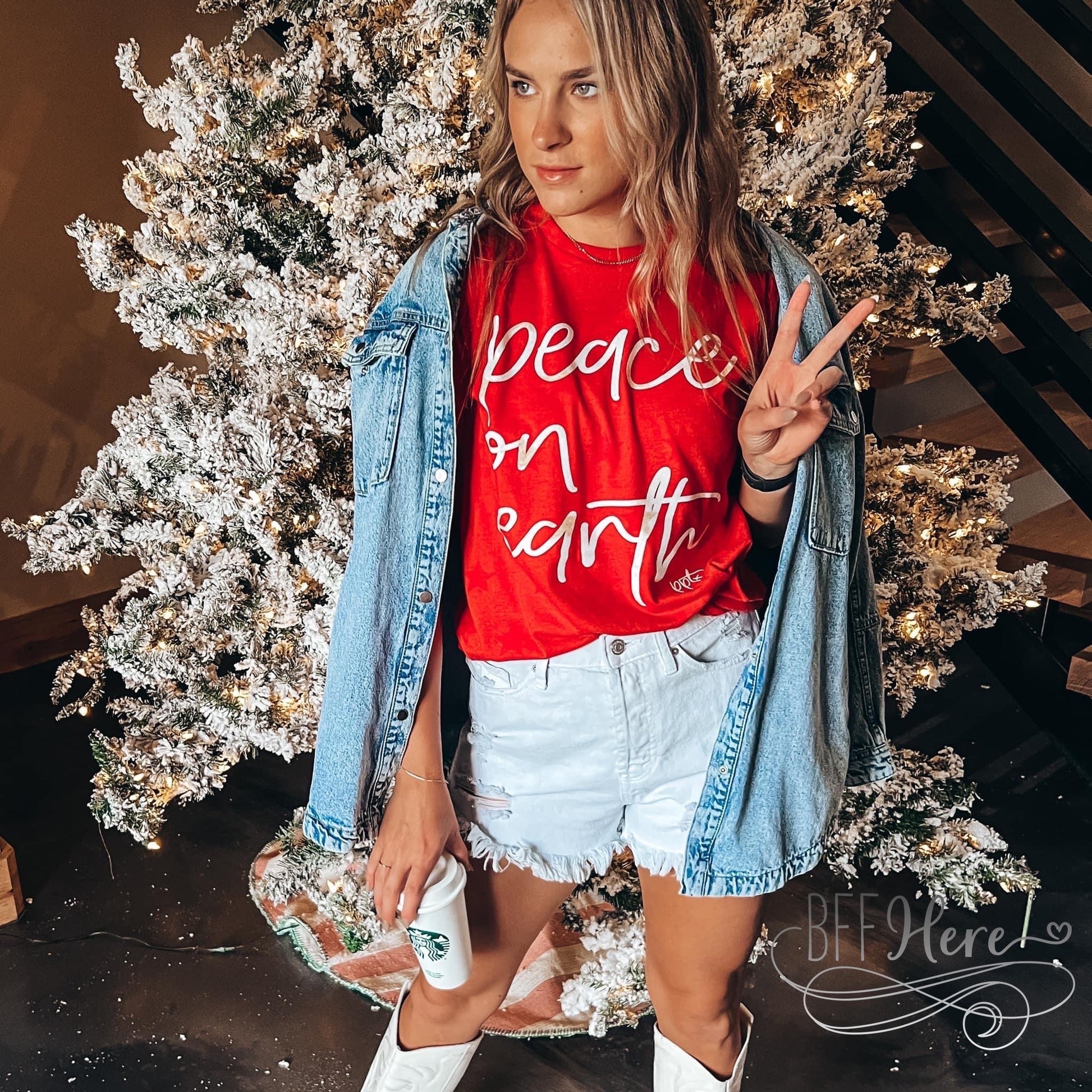 Peace on Earth Glitter Ink T-Shirt - BFF Here