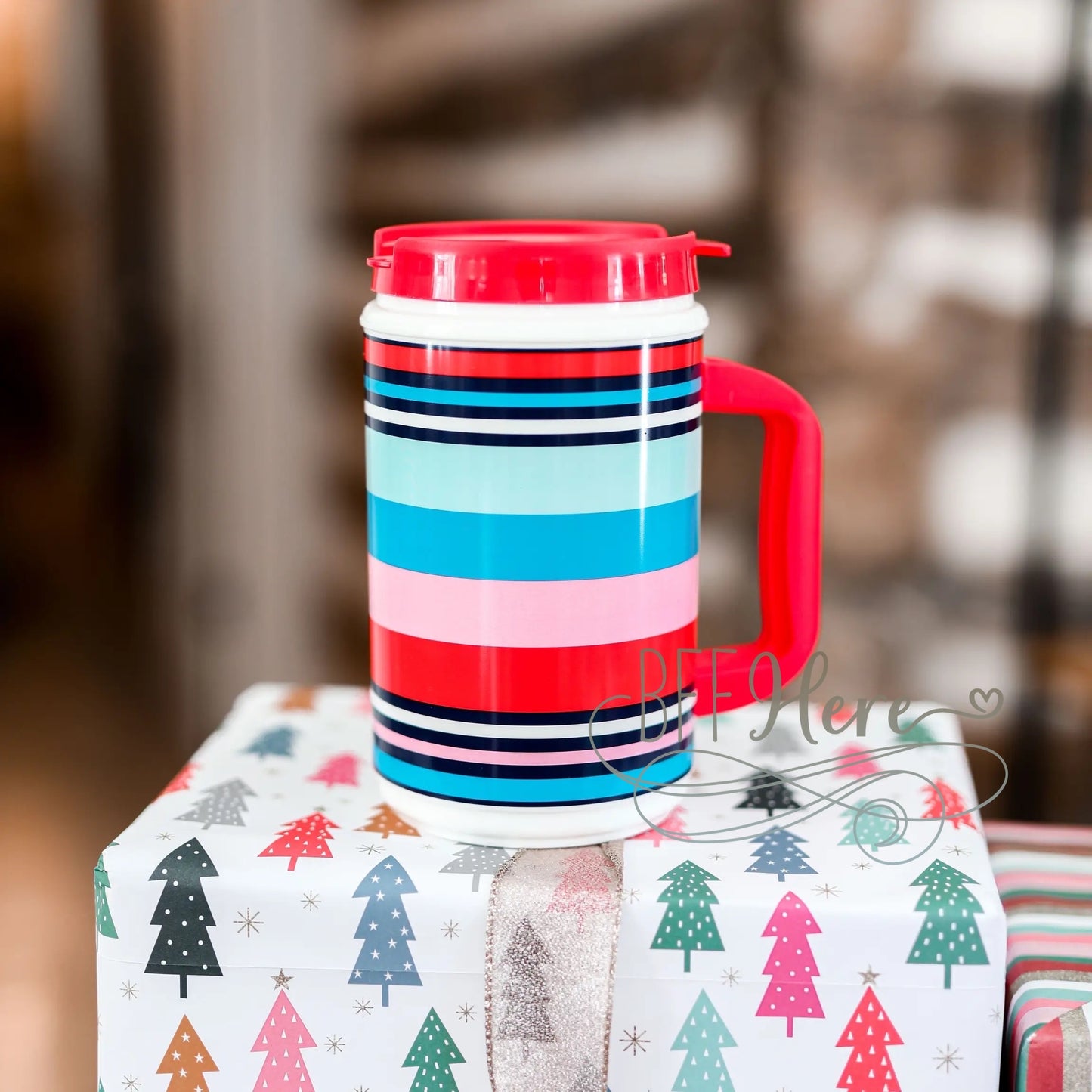 PREORDER— Thermo Jug (Stripe) - Merry Everything Happy Always - BFF Here