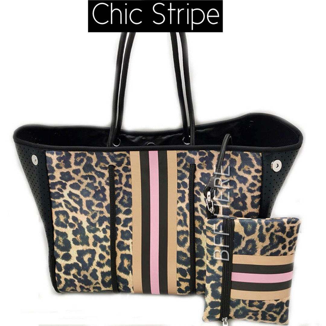 Neoprene Tote — Wild Chic Stripe - BFF Here