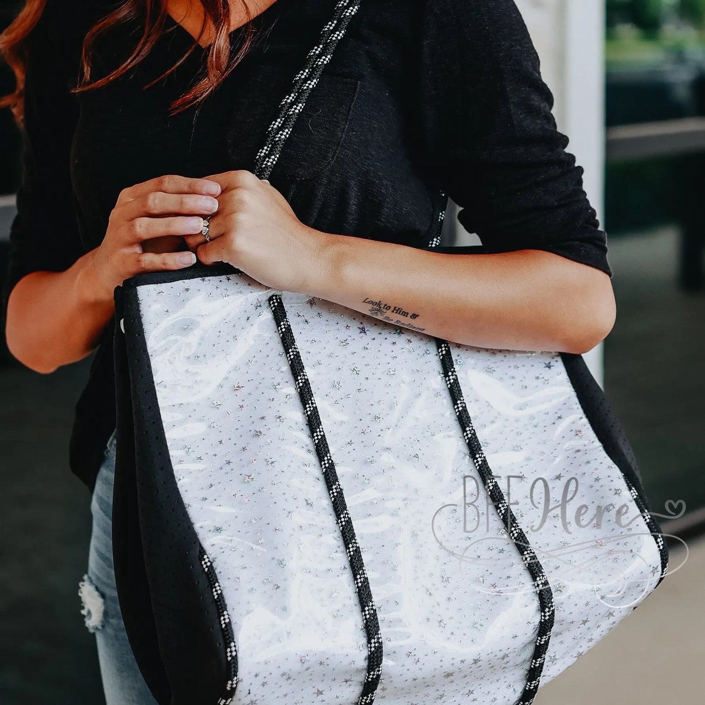 Neoprene Tote -- Shimmer & Sparkle - BFF Here