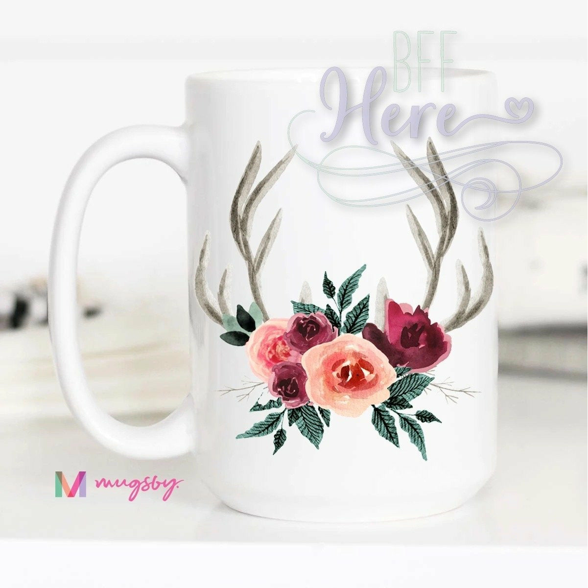 Christmas Antlers Christmas Mug - BFF Here