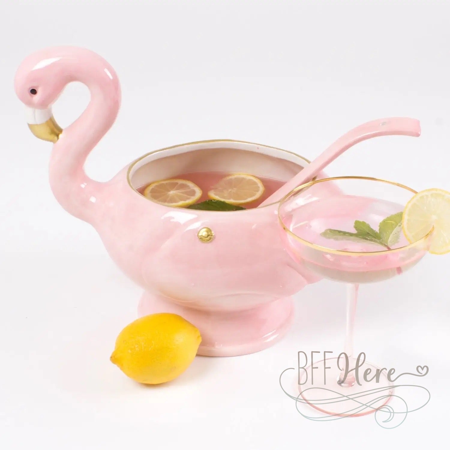 Flamingo Punch Bowl & Ladle - BFF Here