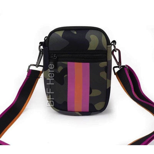 Neoprene Phone Bag --Camo Pink Stripe - BFF Here