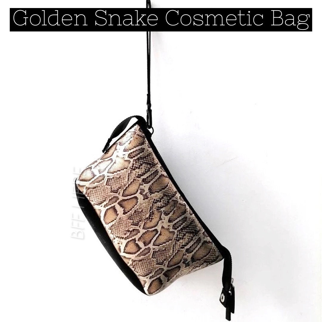 Neoprene Cosmetic Bag -- Golden Snake - BFF Here