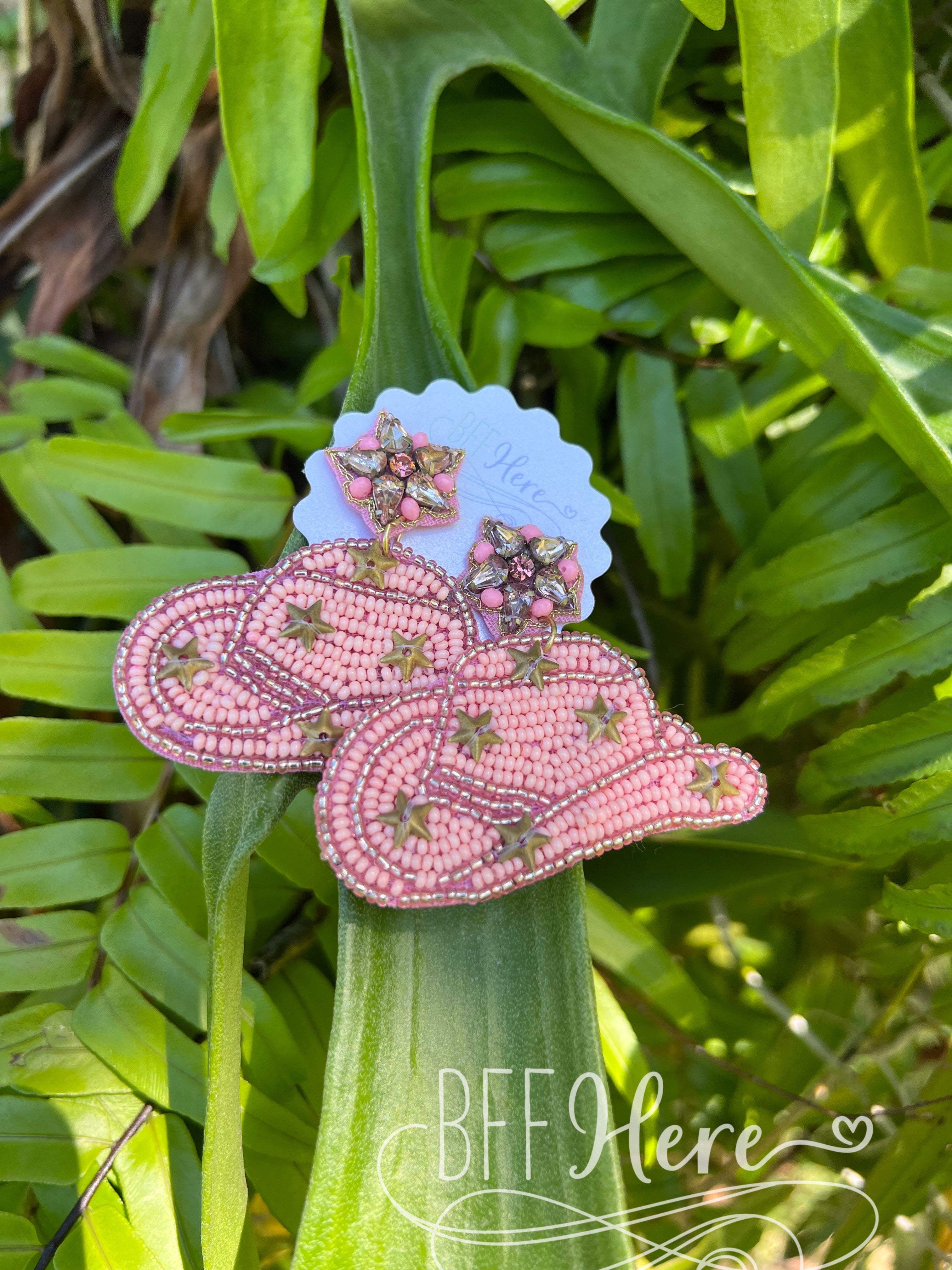 Pink Cowgirl Seed Bead Earrings - BFF Here