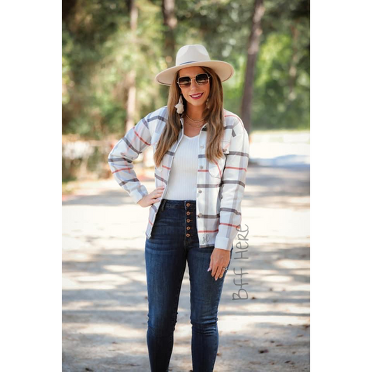 Mariah Ivory Plaid Shacket - BFF Here