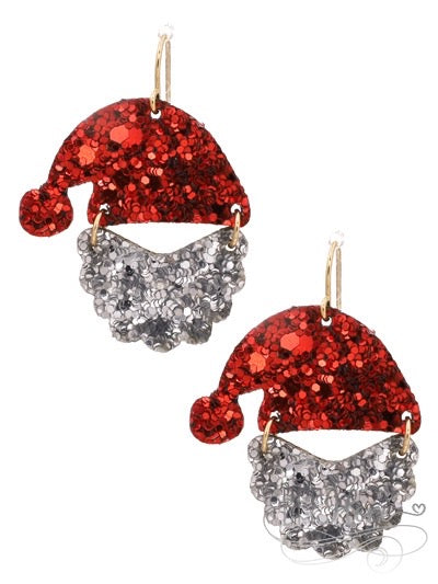 Glitter Santa Face Earrings - BFF Here