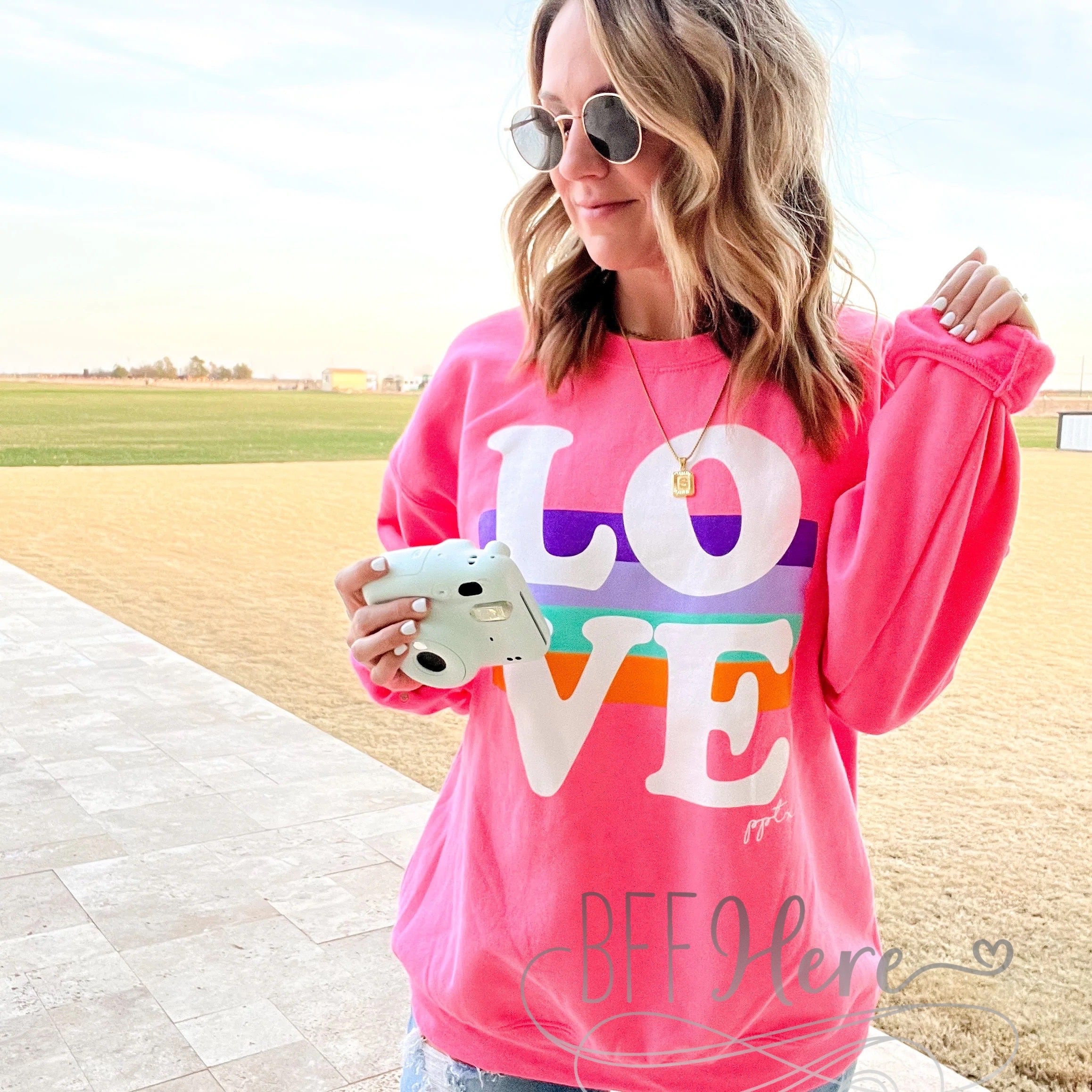 PREORDER-Big Love Neon Pink Sweatshirt - BFF Here