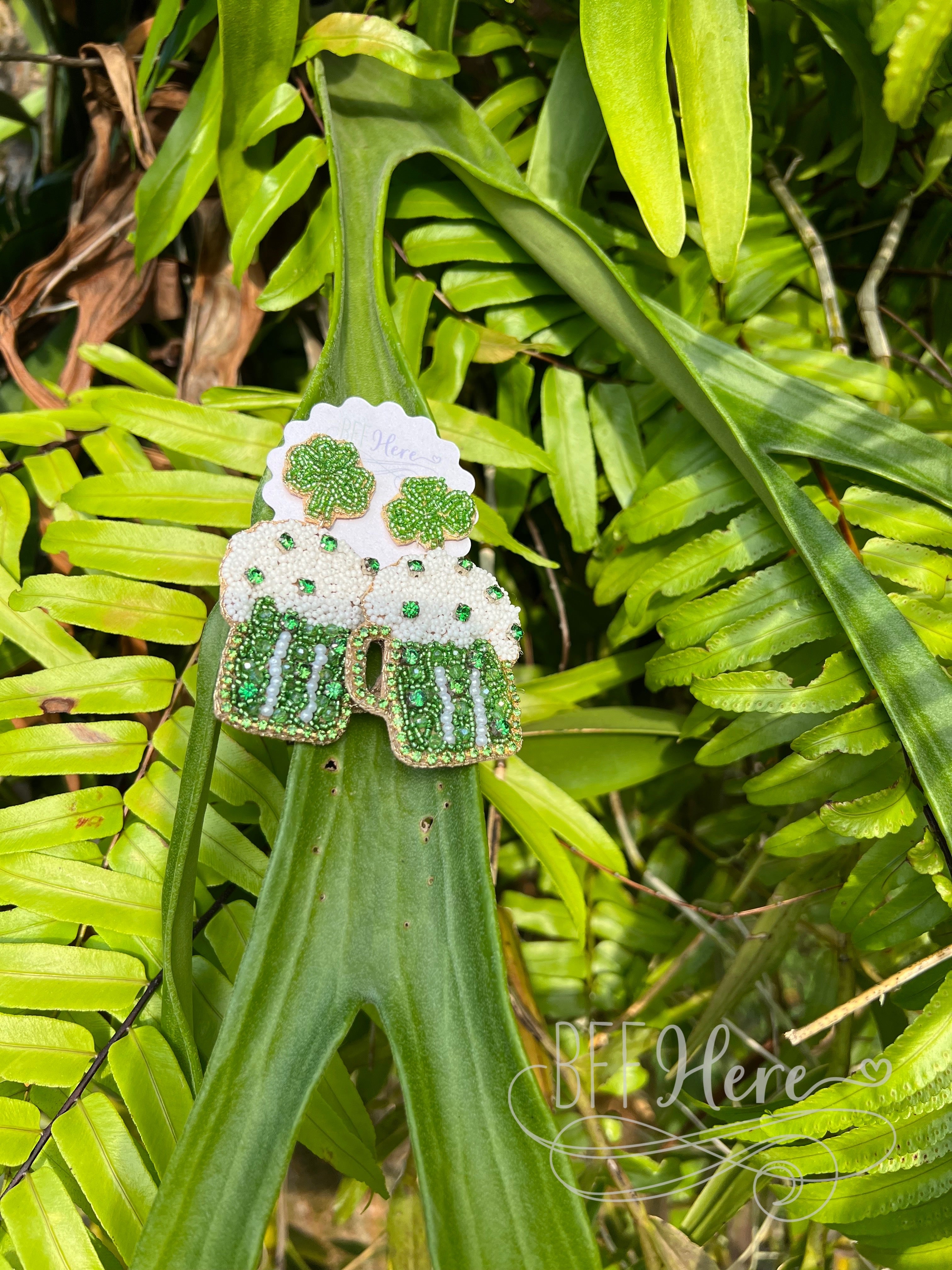 Beer Mug Seed Bead Earrings - BFF Here