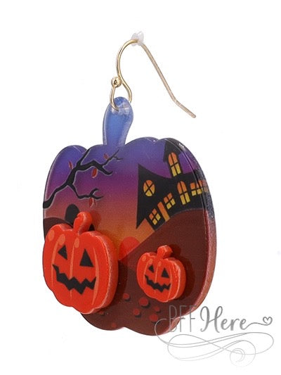 Pumpkin Haunted House Earrings - BFF Here