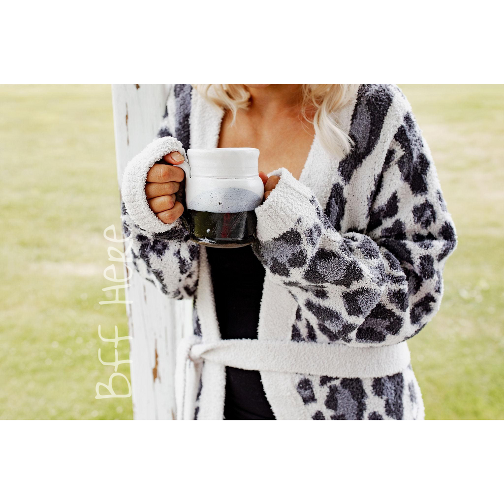 Luxe Jacquard Robe - Grey Leopard - BFF Here