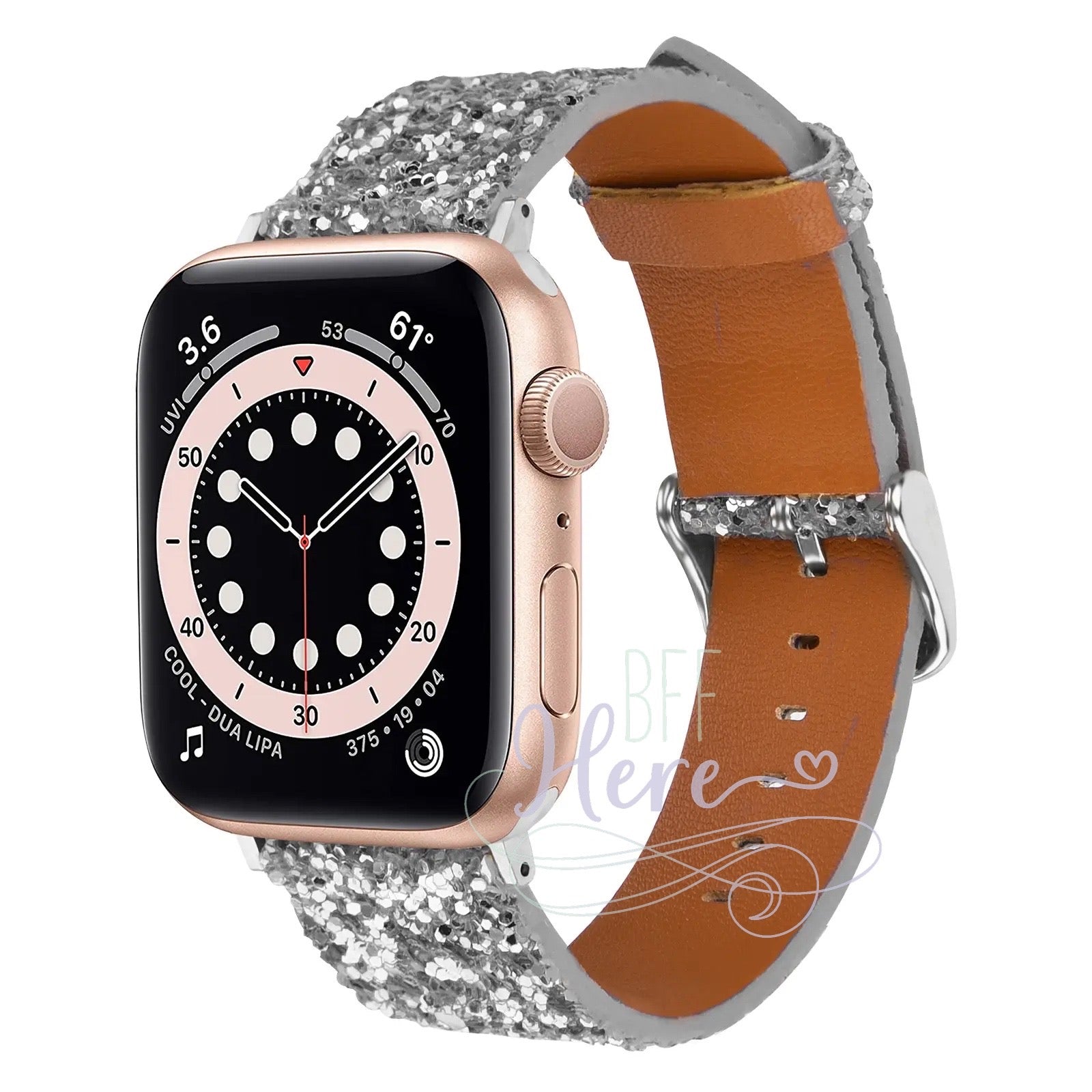 Shiny Glitter Leather Apple Watch Bands -- Choice of Color - BFF Here