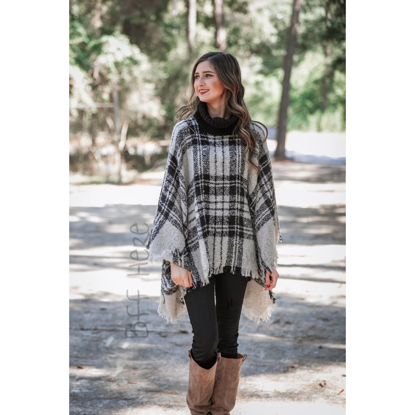Ivy Ivory Plaid Poncho - BFF Here