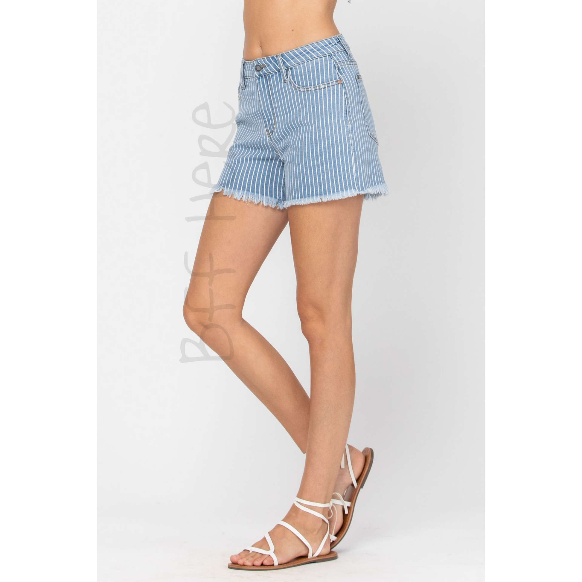 Striped High Waste Shorts by Judy Blue - BFF Here