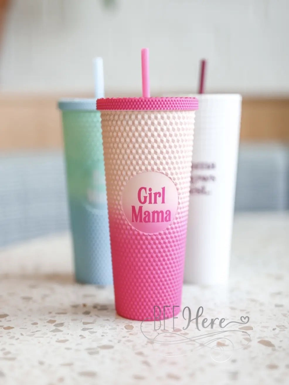 PREORDER — Textured Tumbler - Girl Mama - BFF Here