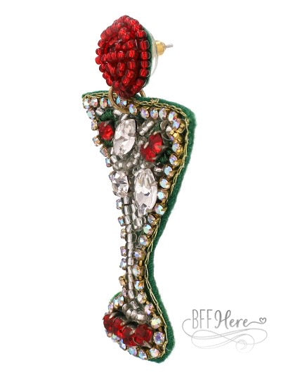 Christmas Cocktail Seed Bead Earrings - BFF Here