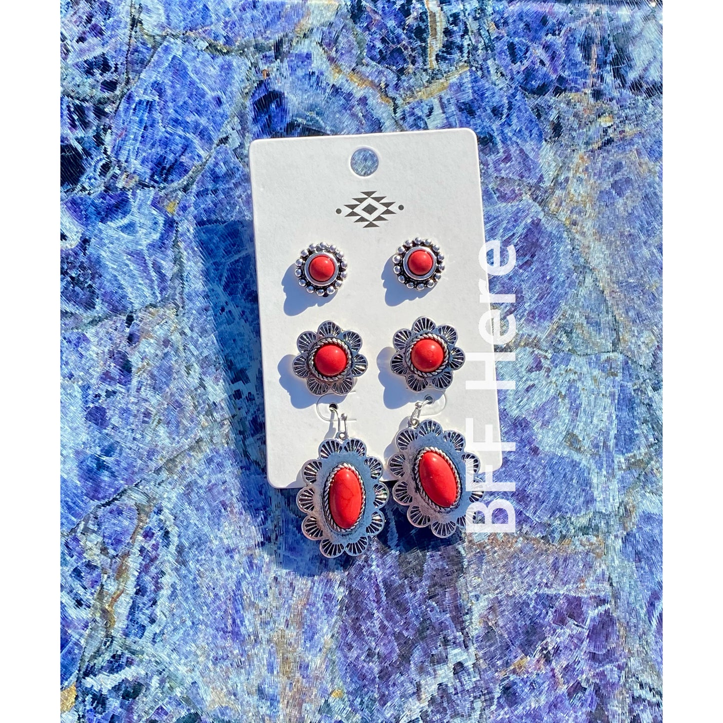 Western 3 Piece Earring Set - Choice of Color - BFF Here