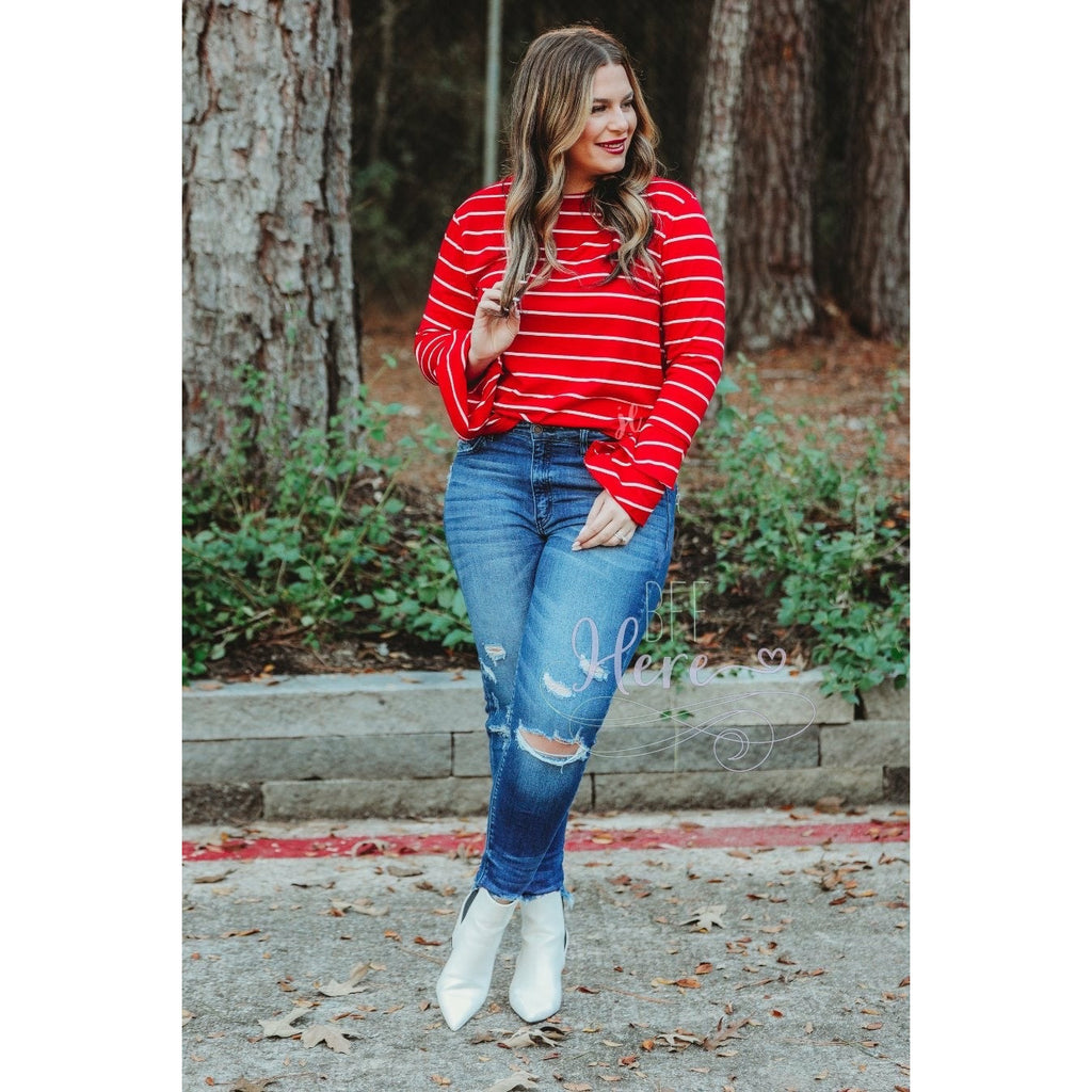Riley Ruffle Sleeve Top — Red - BFF Here