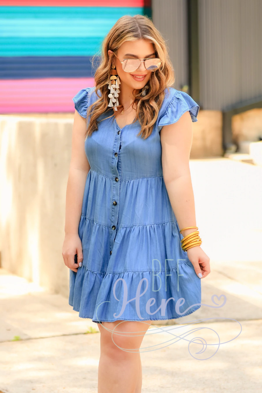 Julian Tiered Chambray Dress - BFF Here