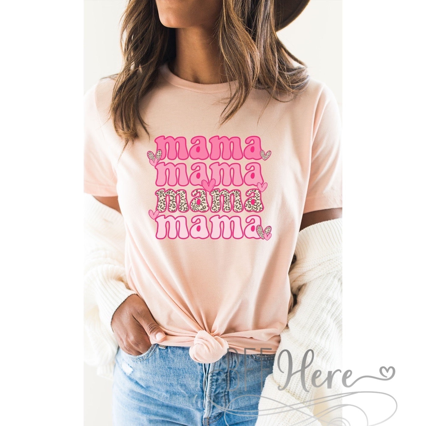 PREORDER-Leopard Mama Echo T-Shirt - BFF Here