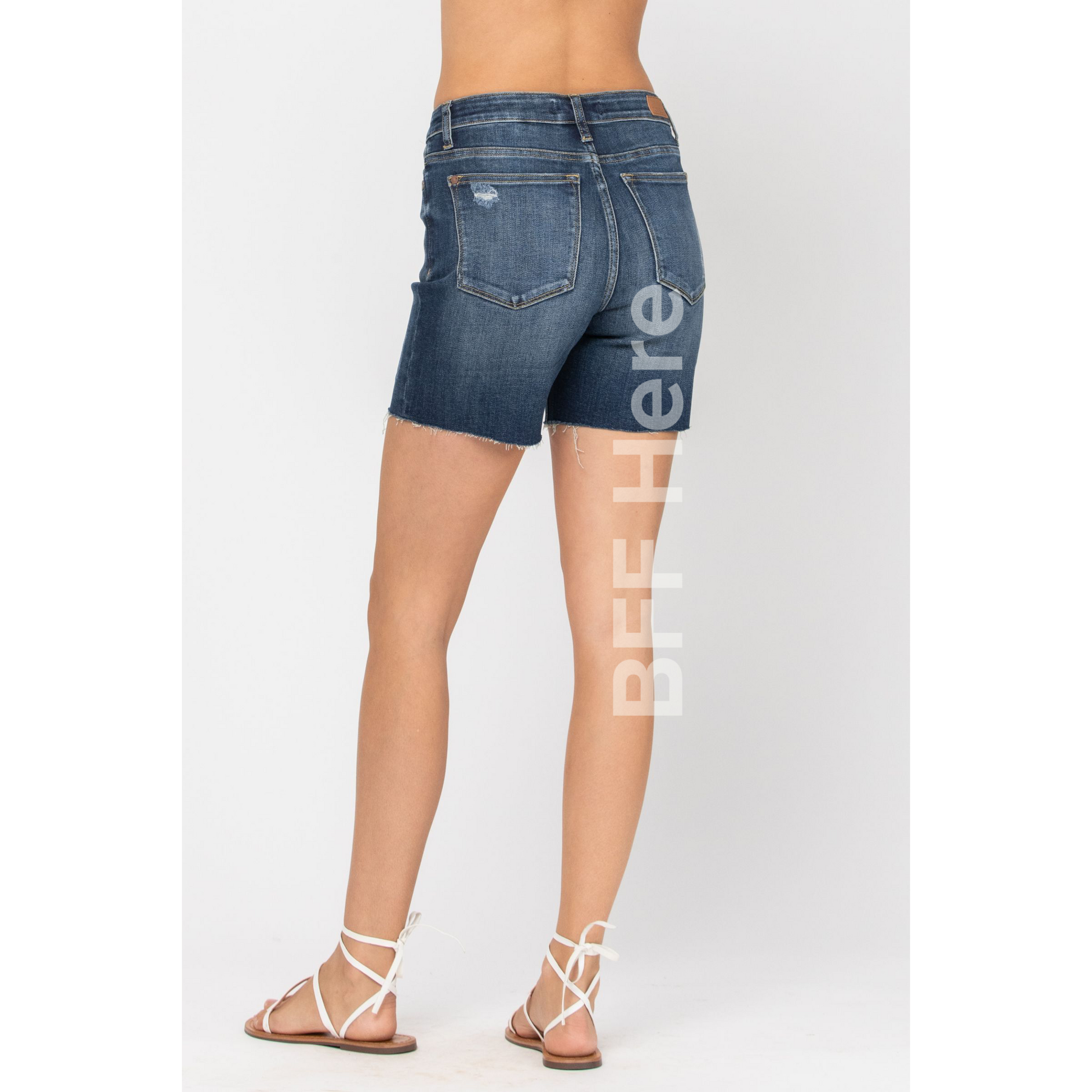 Dark Blue Mid Thigh Shorts by Judy Blue - BFF Here