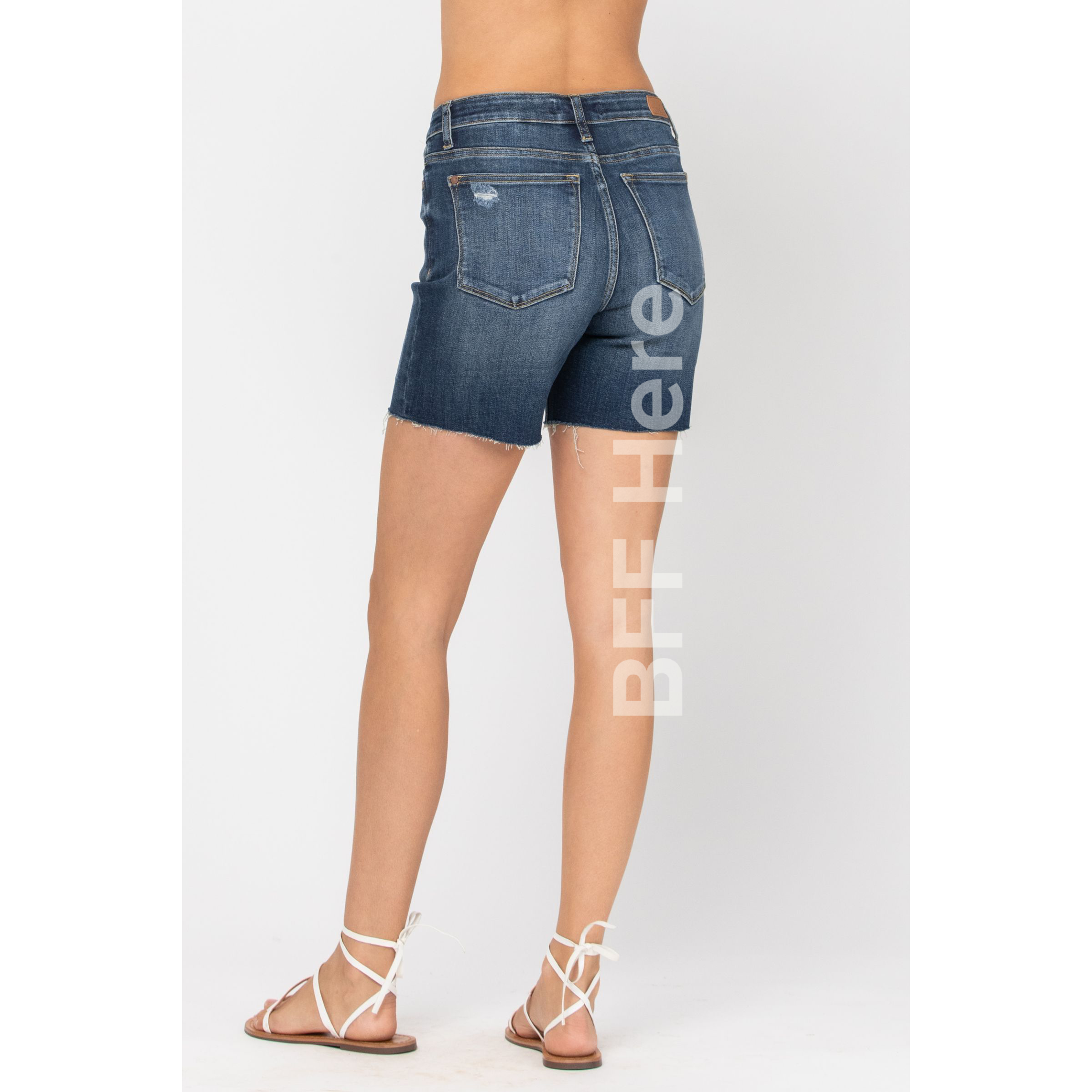 Dark Blue Mid Thigh Shorts by Judy Blue - BFF Here
