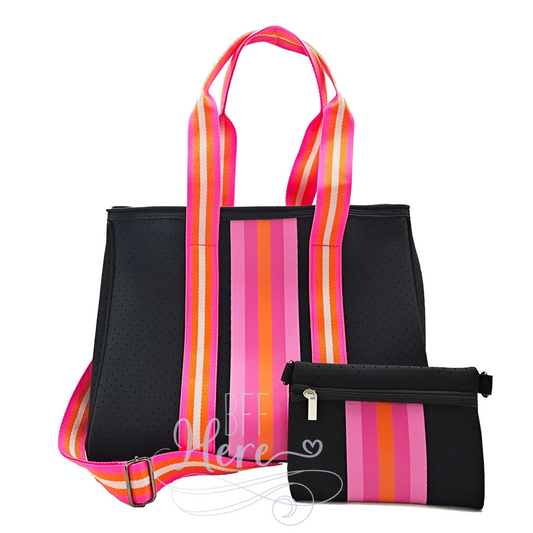 Neoprene Zippered Tote -- Pink Pop - BFF Here