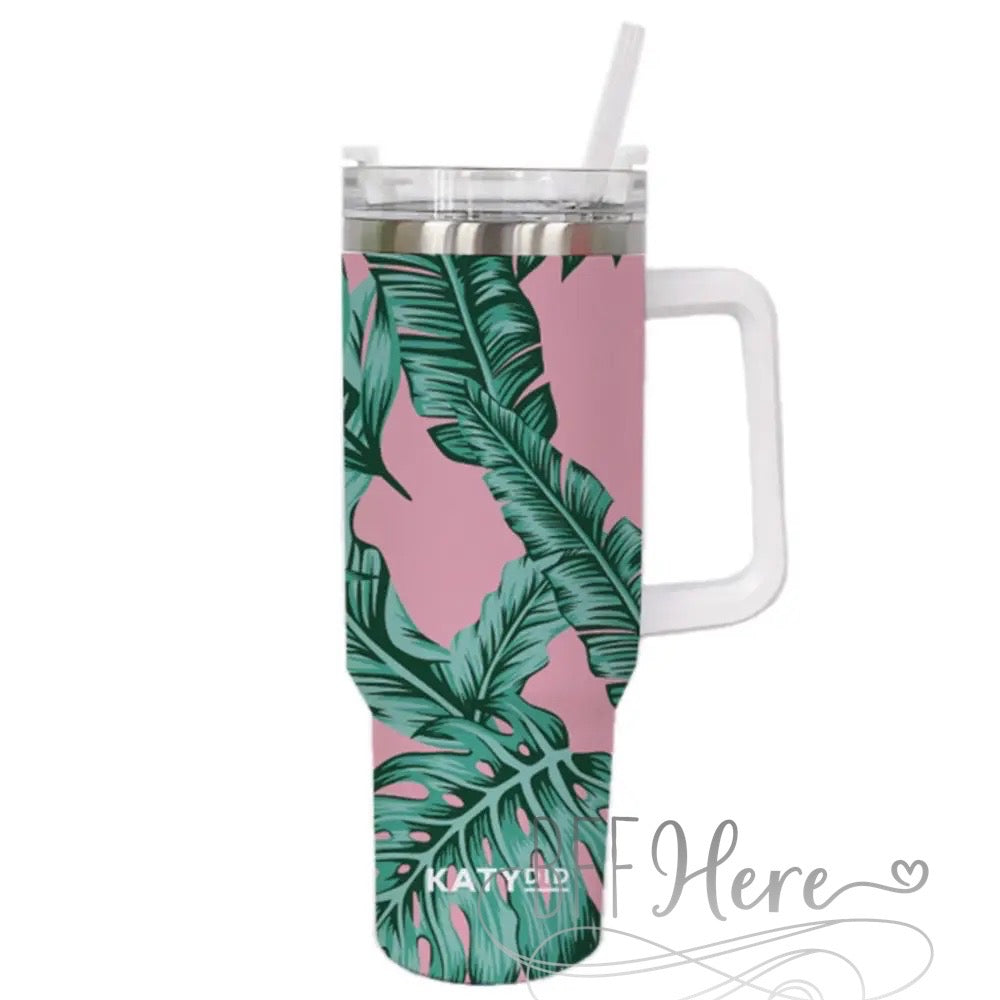 PREORDER-40 oz. Tropical  Leaves Travel Tumbler - BFF Here